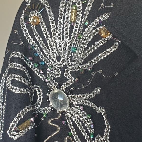 Vintage Dolman Sleeve Embroidered Studded Black Gothic Cosplay Whimsigoth Blazer - Picture 4 of 6